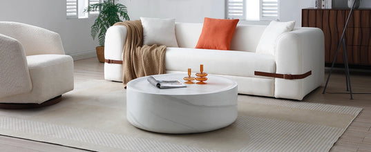 Modern Round Style Coffee Table – Sleek Fiberglass Design for Living Rooms