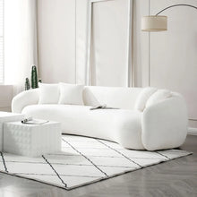 Luxury 102'' Modern Curved Sofa - Minimalist Boucle Design, 3-Seater in Chic White for a Stylish Living Room