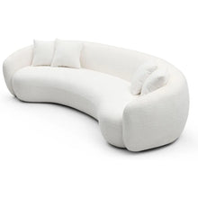 Luxury 102'' Modern Curved Sofa - Minimalist Boucle Design, 3-Seater in Chic White for a Stylish Living Room