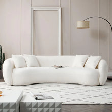 Luxury 102'' Modern Curved Sofa - Minimalist Boucle Design, 3-Seater in Chic White for a Stylish Living Room